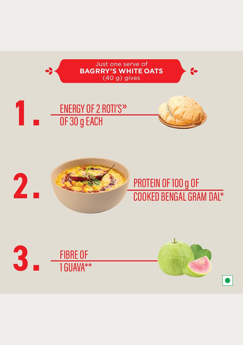 Bagrry'S White Oats 500Gm Box | Natural Whole Grain | High Soluble Fibre | Protein Goodness| Non Gmo | Breakfast Cereal | Instant Oats