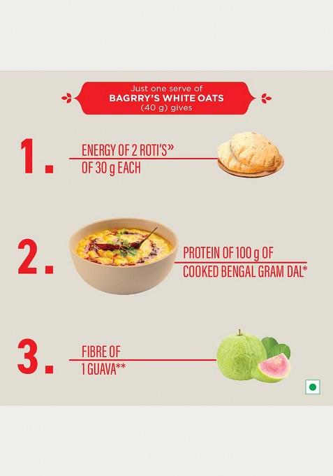 Bagrry'S White Oats 500Gm Box | Natural Whole Grain | High Soluble Fibre | Protein Goodness| Non Gmo | Breakfast Cereal | Instant Oats