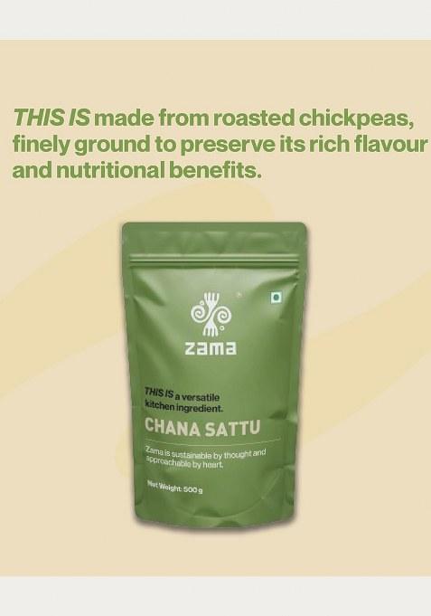 Zama Organics Chana Sattu 500G | Roasted Gram Flour | Chana Sattu Powder | Pure Natural Sattu Powder