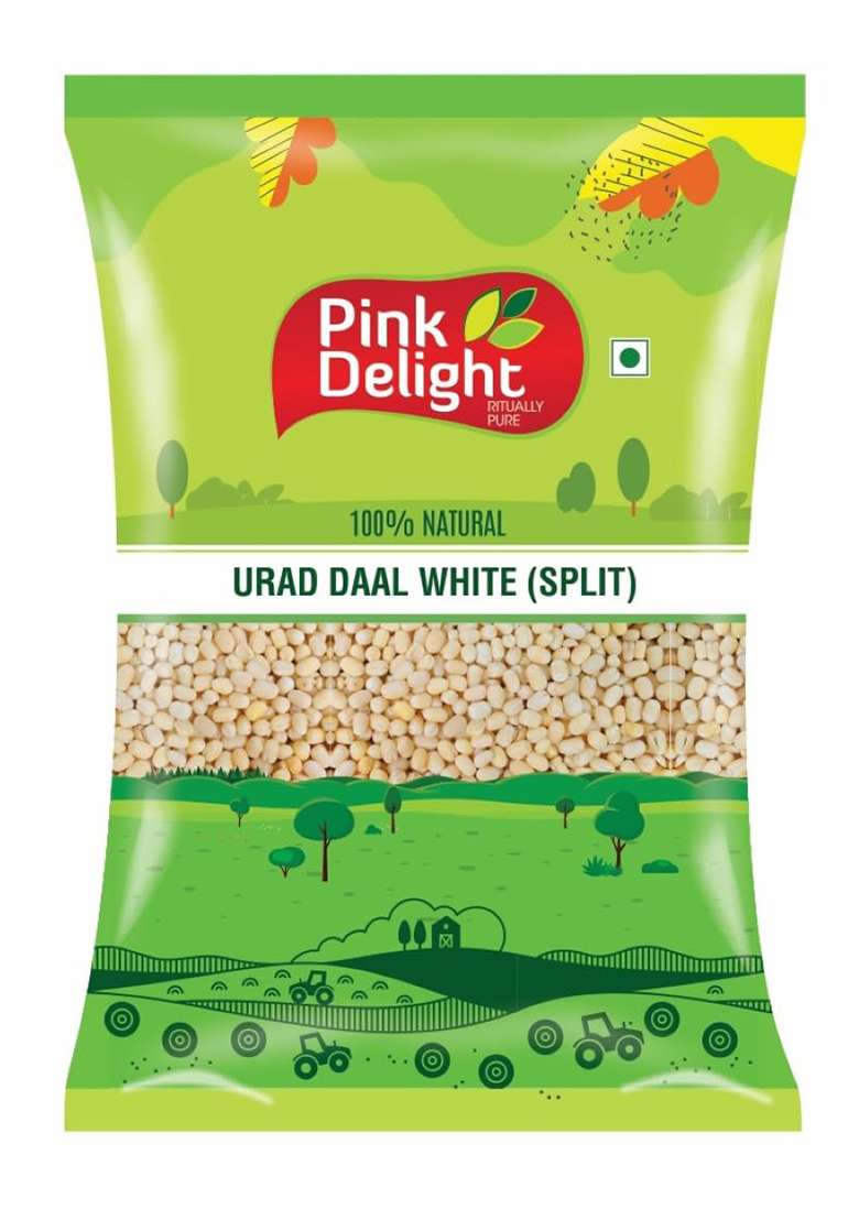 Pink Delight Premium White Urad Daal | Washed | 100% Dry And Unpolished | Split | Urad Mogar | Gluten Free | 500 Gm Pack - Indya
