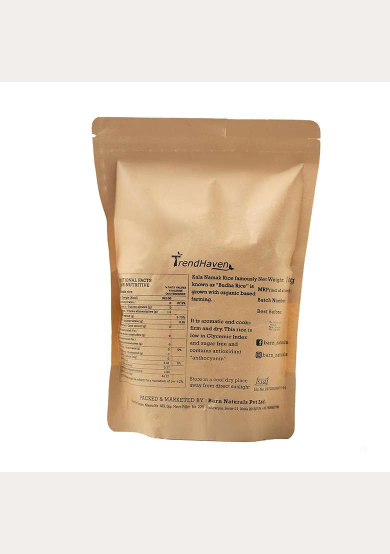 Trendhaven Kala Namak Rice 1Kg | Diabetic-Friendly Traditional Rice | Rich In Zinc & Iron | Aromatic & Nutritious - Indya