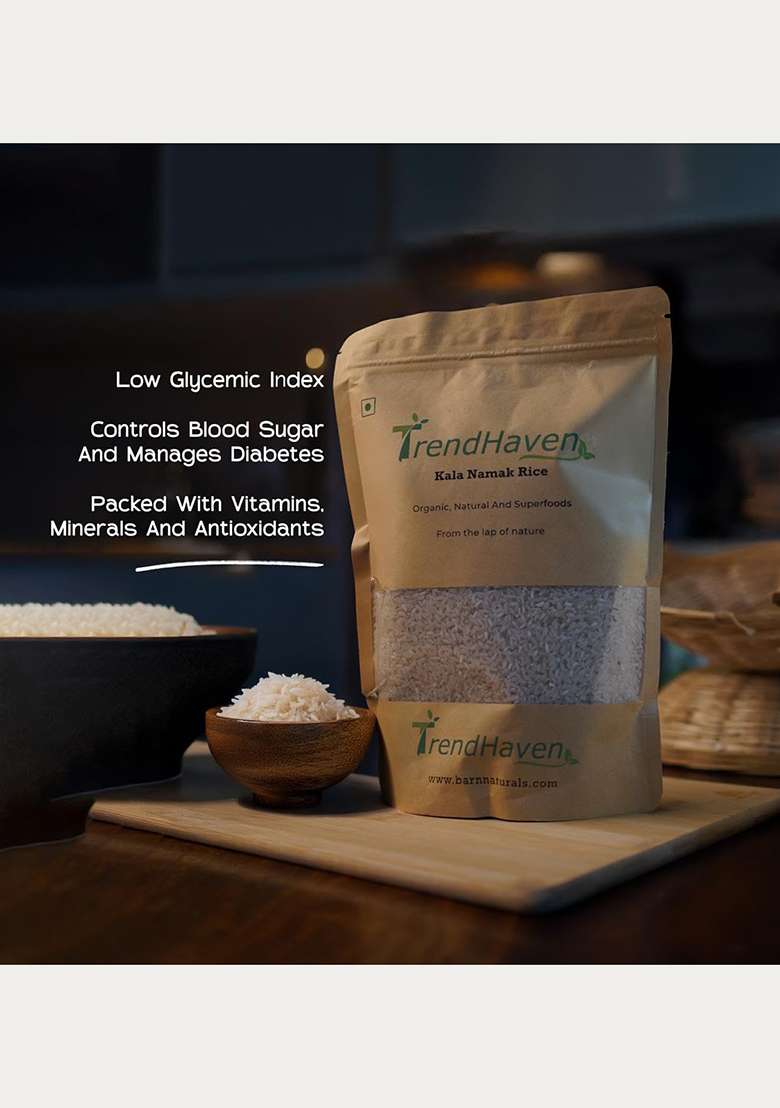 Trendhaven Kala Namak Rice 1Kg | Diabetic-Friendly Traditional Rice | Rich In Zinc & Iron | Aromatic & Nutritious - Indya