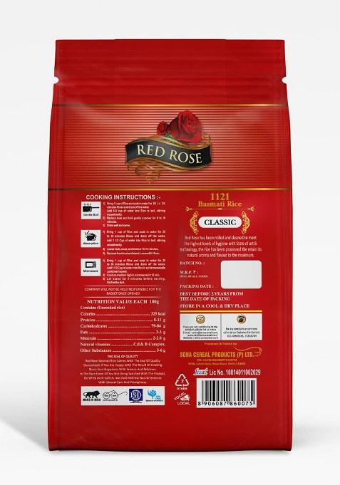 Red Rose Classic Basmati Rice 1Kg, Perfectly Aged, Rich Aroma, Best Indian Basmati Rice