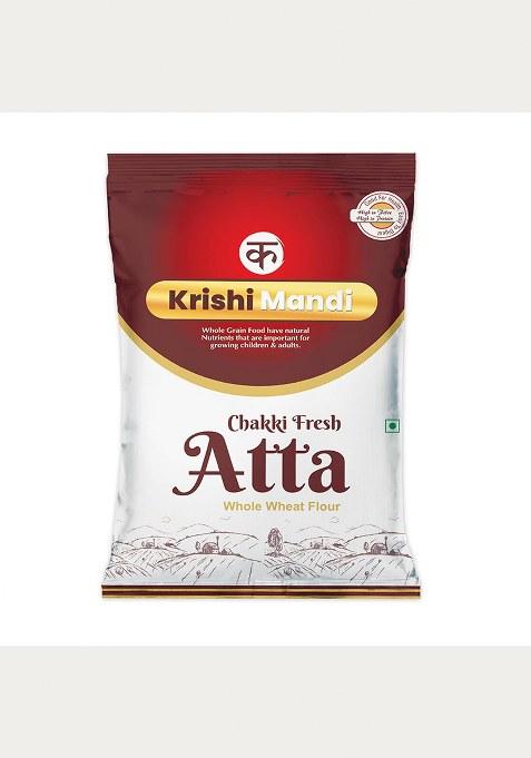 Krishi Mandi Chakki Atta 10Kg | Whole Wheat Flour | Soft Rotis | High Fibre, No Preservatives | Freshly Packed