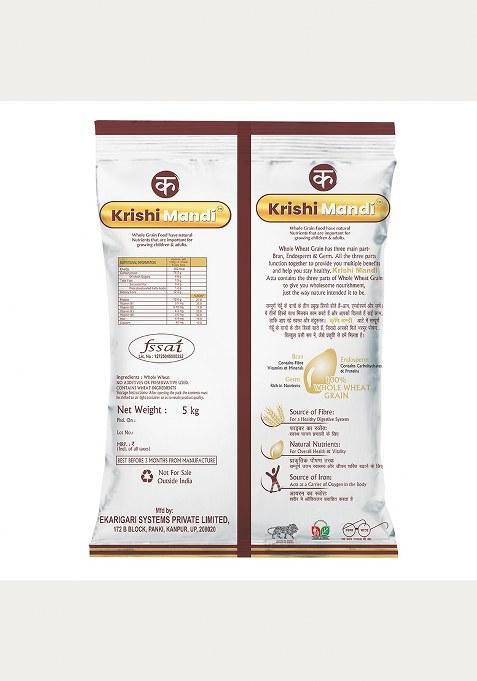 Krishi Mandi Chakki Atta 10Kg | Whole Wheat Flour | Soft Rotis | High Fibre, No Preservatives | Freshly Packed