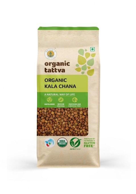 Organic Tattva, Organic Kala Chana 1 Kg | Black Chana(Black Chickpea) |Rich In Protein | Naturally Gluten Free, Organic And Unpolished | Pesticide And Chemical Free | Pack Of 1