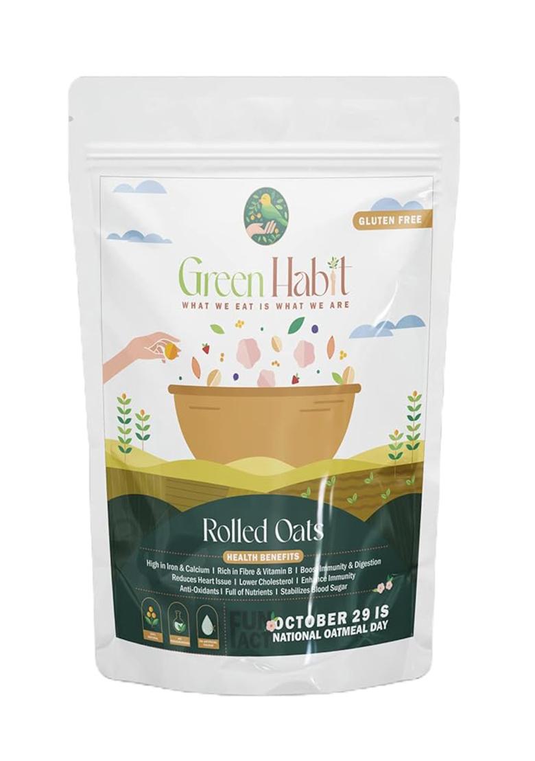 Greenhabit Gluten Free Rolled Oats 5 Kg 100% Wholegrain | Gluten Free Oats | High Fibre Breakfast Essentials|Old Fashioned Rolled Oats