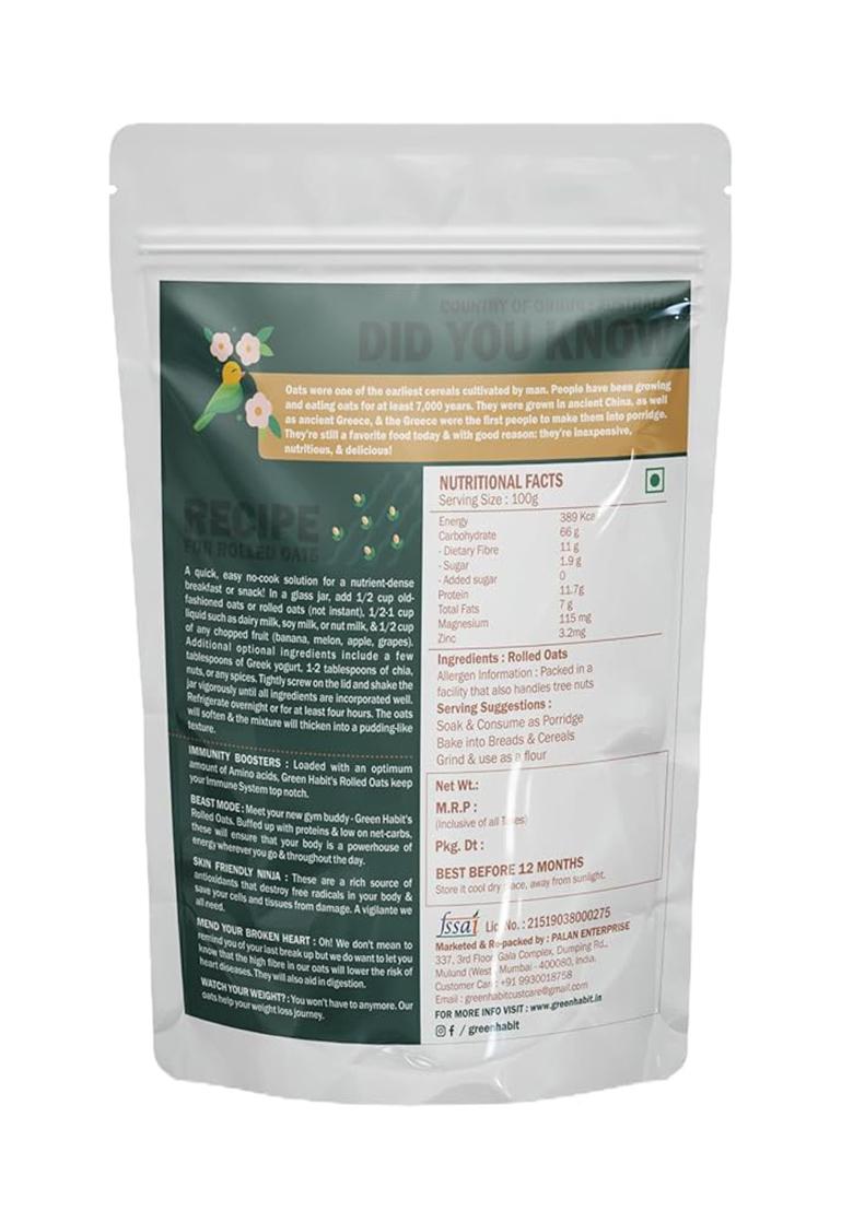 Greenhabit Gluten Free Rolled Oats 5 Kg 100% Wholegrain | Gluten Free Oats | High Fibre Breakfast Essentials|Old Fashioned Rolled Oats