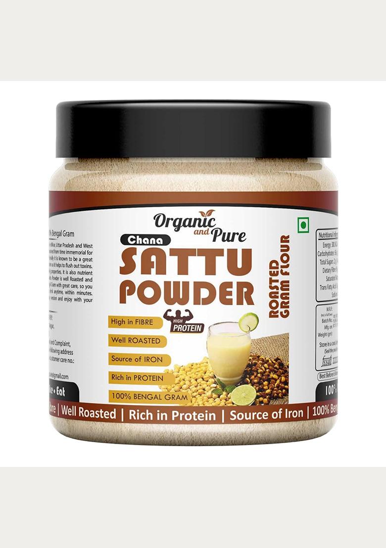 Organic And Pure Chana Sattu Powder | Chana Ka Sattu | Roasted Gram Flour For Drink, Weight Gain, Protein, Muscle Gain (Jar Pack) (150G)