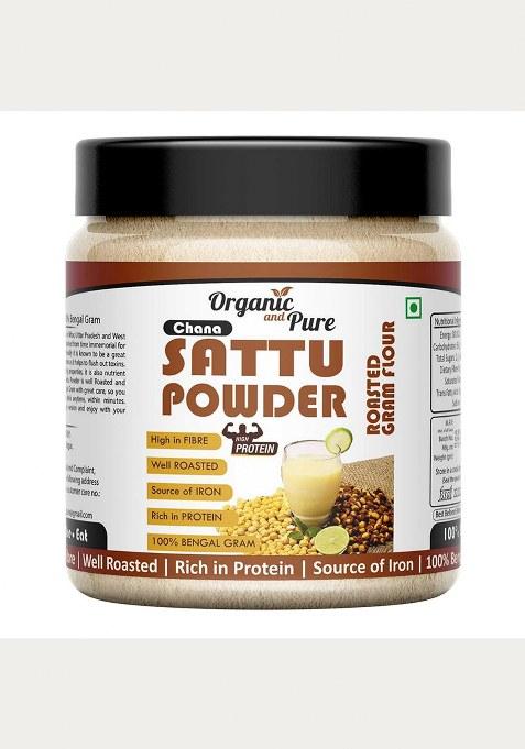 Organic And Pure Chana Sattu Powder | Chana Ka Sattu | Roasted Gram Flour For Drink, Weight Gain, Protein, Muscle Gain (Jar Pack) (150G)
