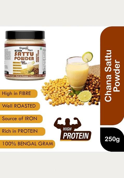Organic And Pure Chana Sattu Powder | Chana Ka Sattu | Roasted Gram Flour For Drink, Weight Gain, Protein, Muscle Gain (Jar Pack) (150G)