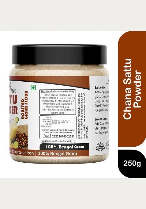 Organic And Pure Chana Sattu Powder | Chana Ka Sattu | Roasted Gram Flour For Drink, Weight Gain, Protein, Muscle Gain (Jar Pack) (150G)