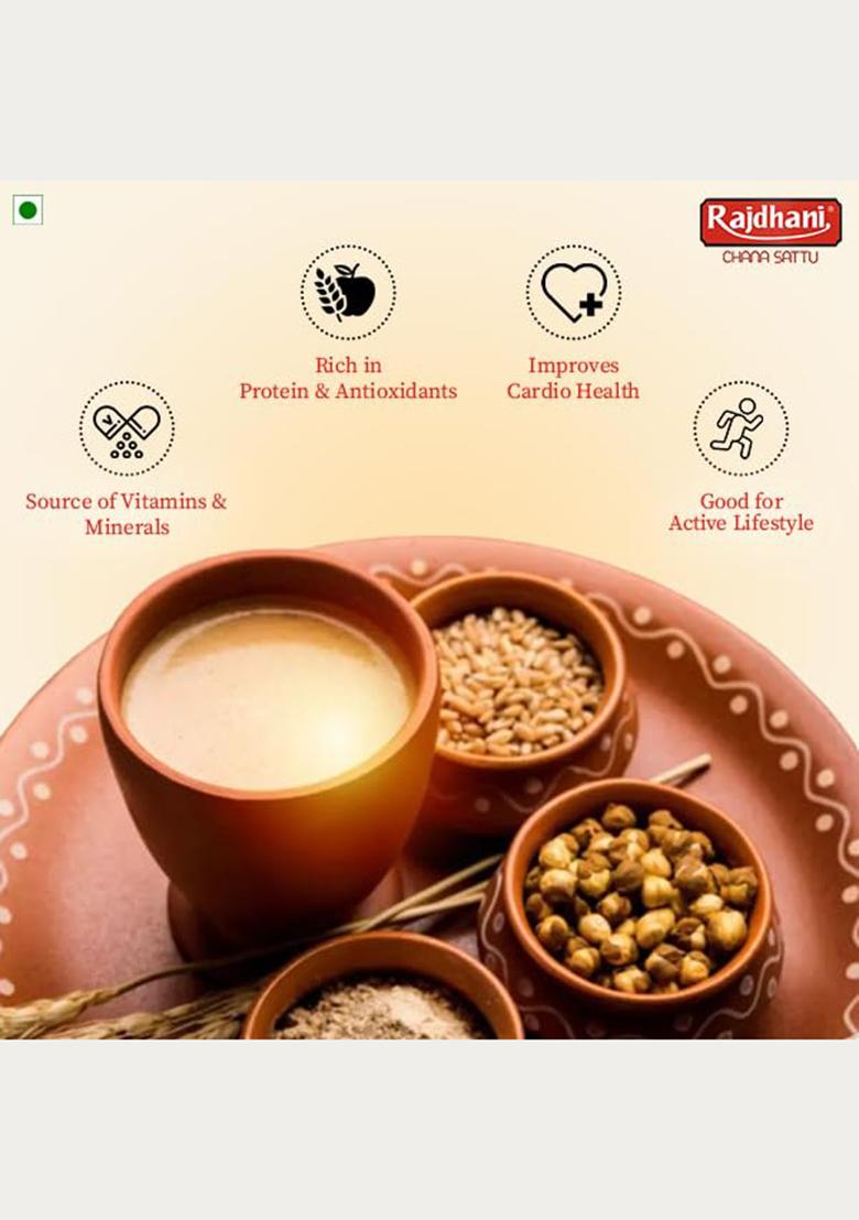 Rajdhani Chana Sattu 500G (Pack Of 10) – Natural Protein-Rich Roasted Gram Flour | Energy Booster | Ready-To-Mix