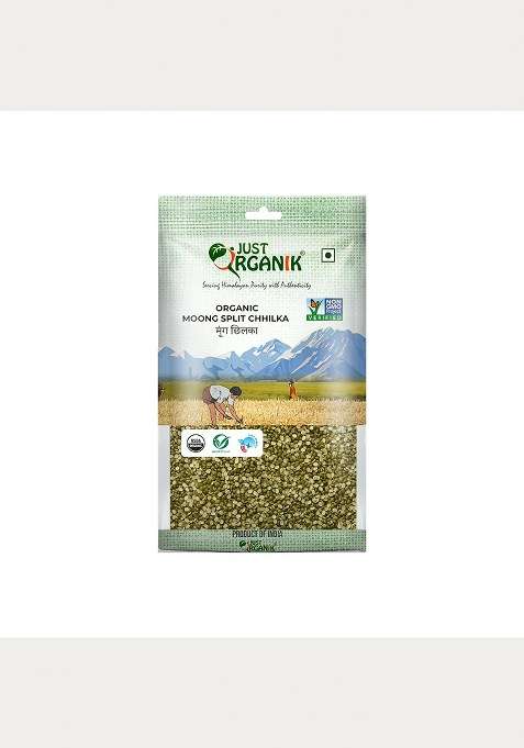 Just Organik - Organic Moong Split Chilka 1 Kg, 100% Organic | Moong Dal | Green Moong | Naturally Gluten Free | Rich In Protein | Hari Moong | Moon Chilka | Moong Dal Split