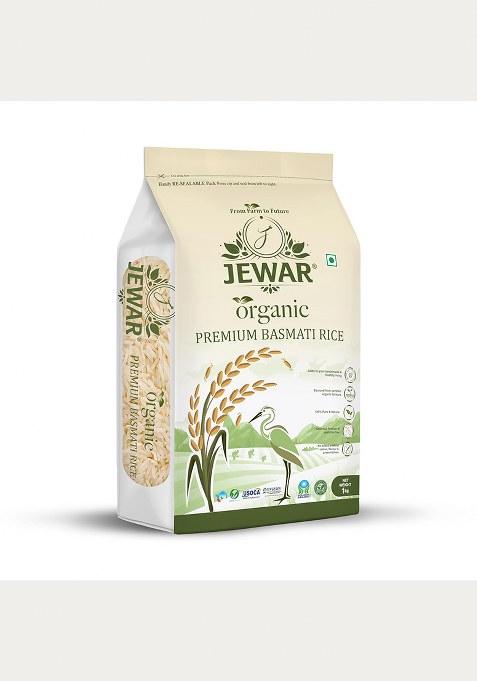 Jewar Organic Premium Basmati Rice | Extra Long Grain, Aromatic, Naturally Aged, Fluffy & Non-Sticky Rice For Daily Meals, Biryani & Pulao – (1 Kg)