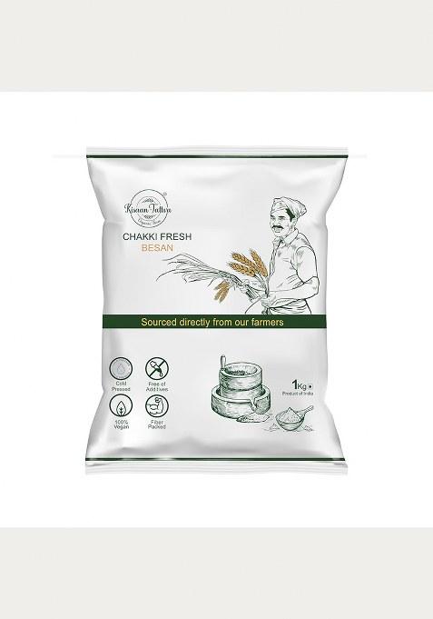 Kisaan Tattva Organic Besan | Gram Flour | Stone-Ground From Unpolished Chana Dal | High Protein | Gluten-Free | 1Kg
