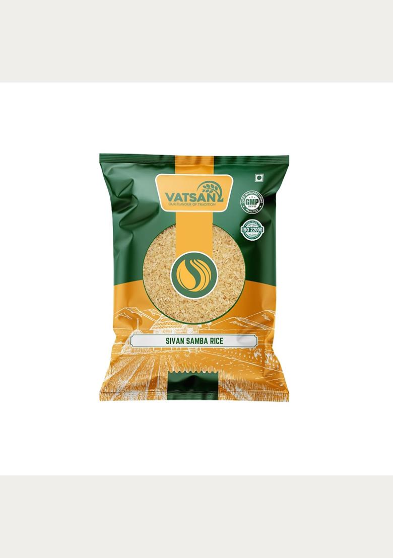 Vatsan Sivan Samba Rice 1Kg | Traditional South Indian Variety | Unpolished Medium-Grain Rice | Ideal For Biryani, Pongal & Daily Meals | Naturally Aromatic & Fiber-Rich | Pack Of 1
