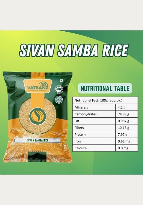 Vatsan Sivan Samba Rice 1Kg | Traditional South Indian Variety | Unpolished Medium-Grain Rice | Ideal For Biryani, Pongal & Daily Meals | Naturally Aromatic & Fiber-Rich | Pack Of 1