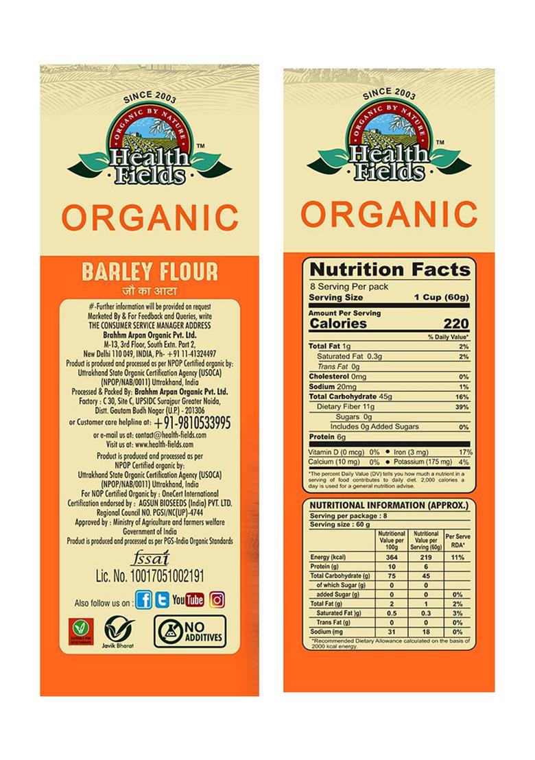 Health Fields Organic Barley Flour/Jau Ka Aata