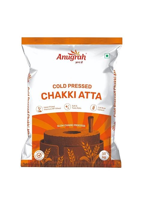 Anugrah Cold Pressed Chakki Atta 10 Kg | Traditional Stone Ground Whole Wheat | Preserves Natural Nutrition & Taste