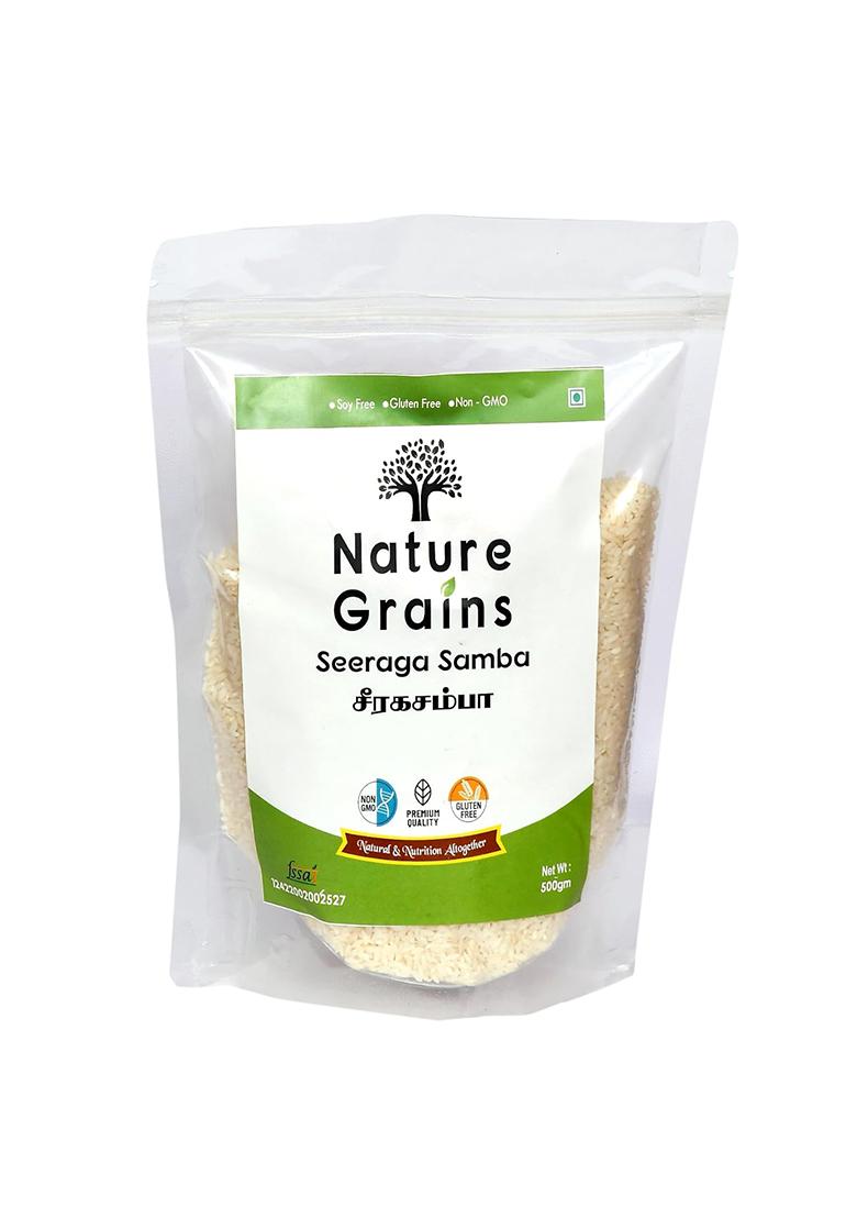 Nature Grains Seeraga Samba Rice | Jeera Rice | Premium Aromatic Short-Grain Rice | 100% Natural & Unpolished | Perfect For Biryani & Traditional South Indian Dishes 500 G (Pack Of 1)