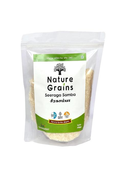 Nature Grains Seeraga Samba Rice | Jeera Rice | Premium Aromatic Short-Grain Rice | 100% Natural & Unpolished | Perfect For Biryani & Traditional South Indian Dishes 500 G (Pack Of 1)