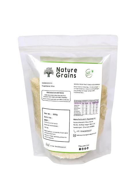 Nature Grains Seeraga Samba Rice | Jeera Rice | Premium Aromatic Short-Grain Rice | 100% Natural & Unpolished | Perfect For Biryani & Traditional South Indian Dishes 500 G (Pack Of 1)