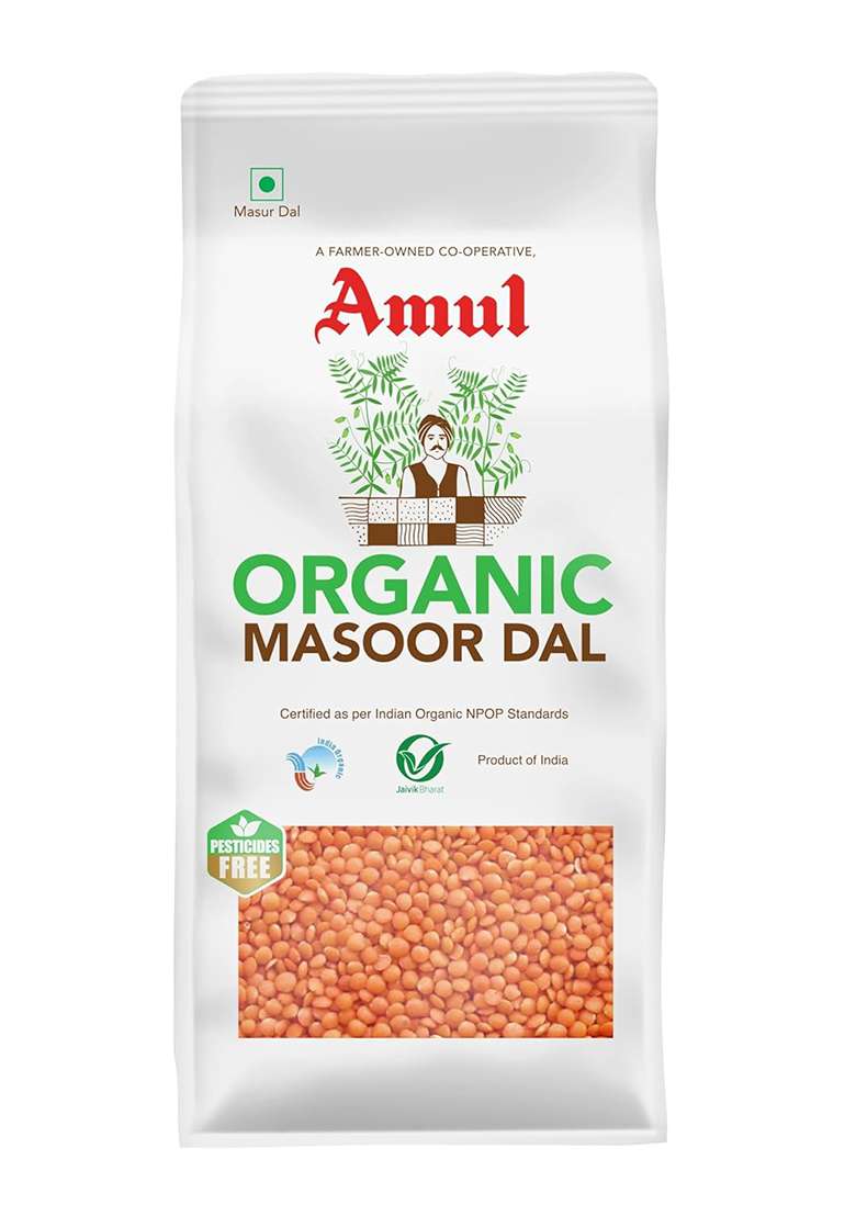 Amul Organic Masoor Dal, 1 Kg - Indya