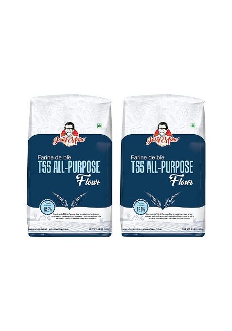 Josef Marc All Purpose Flour,4 Lbs(1.8Kg)-Unbleached&High Protein Flour,Type 0 Italian Flour,Bread Flour.(Pack Of 2)