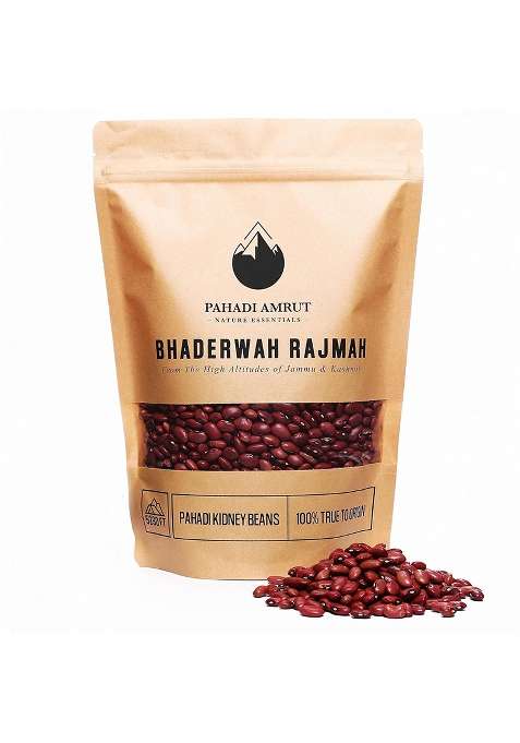 Pahadi Amrut Bhaderwah Rajmah 900 Gms | Authentic Red Kidney Beans | Grown At 5290 Ft | Natural & Ecofriendly Packaging | Limited Produce