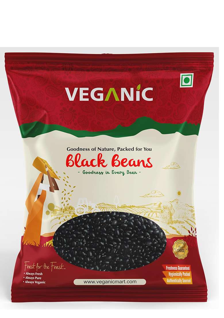 Veganic Himalayan Black Rajma | Kidney Beans | Kala Raajma | High Protein, Unpolished, Naturally Grown (800G) - Indya