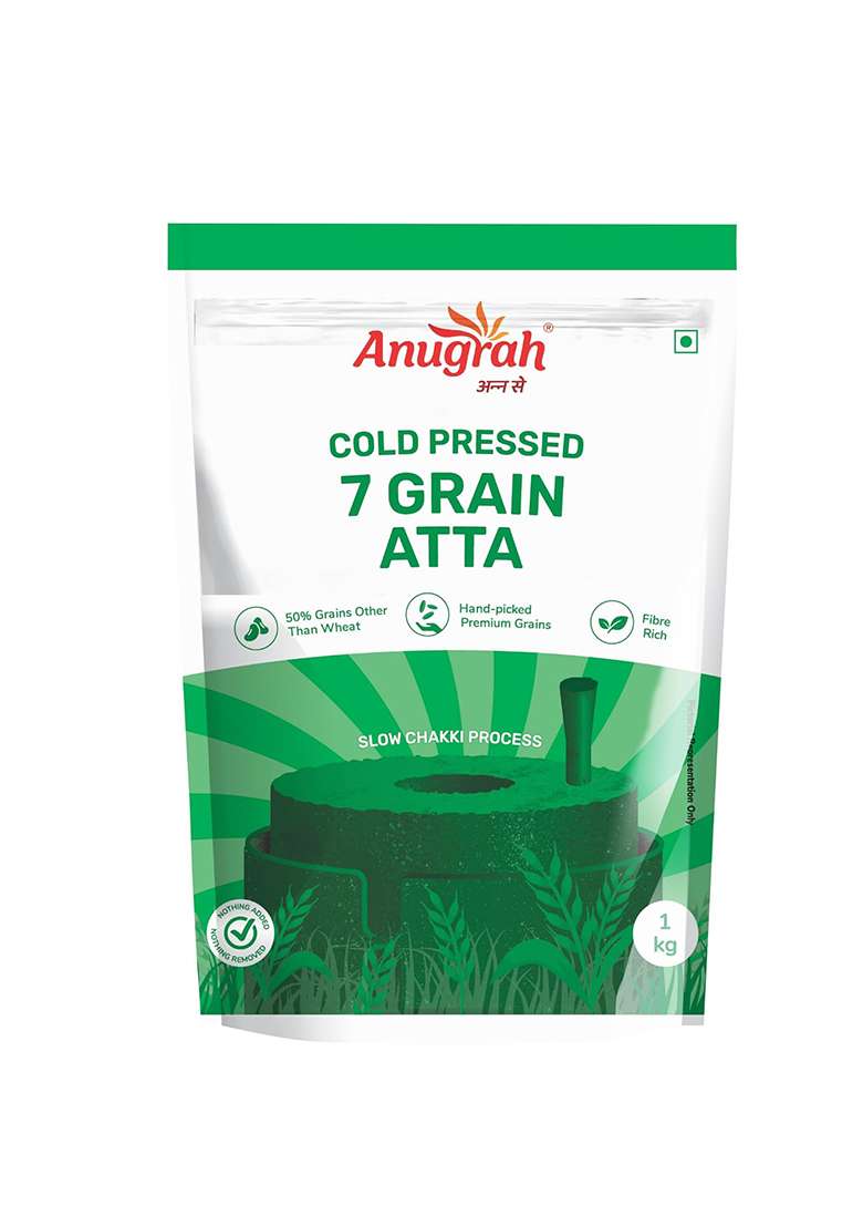 Anugrah Low-Gi 7 Grain Atta 1 Kg | Low Gi Multigrain Flour | High Fiber, Protein & Nutrient-Rich | Goodness Of Jowar, Ragi & Chana - Indya