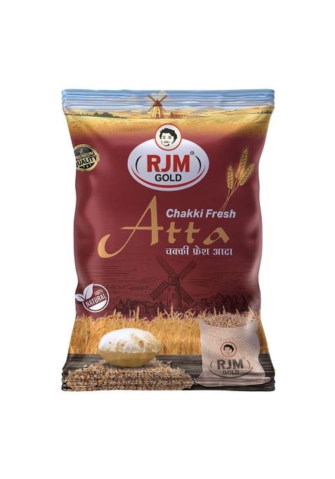 Rjm Gold Chakki Fresh Atta | Whole Wheat Flour For Soft & Nutritious Rotis | High Fiber & Protein | No Preservatives | Hygienic Packaging | 5 Kg