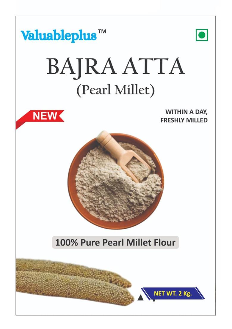 Valuableplus™ Bajra Ka Atta, Bajra Flour, 100% Bajra Millet Flour, Pearl Millet Atta, Natural & Gluten Free 2Kg