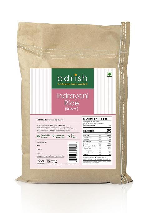 Adrish Zerowaste Organic Unpolished Indrayani Rice (5Kg)