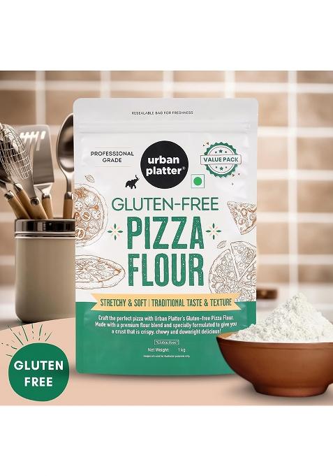 Urban Platter Gluten-Free Pizza Flour, 1Kg [Professional Grade | Made With Rice, Millets & Tapioca | Soft, Stretchy Dough For Crispy & Chewy Crust]