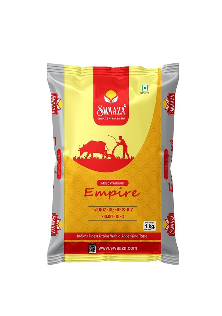 Swaaza Empire Basmati Rice 1 Kg – Premium Aged, Long Grain Basmati Rice, Elegant Long Grains, 7.80-7.90Mm Size, Mild Aroma – Versatile For Everyday Dishes And Perfect Biryani