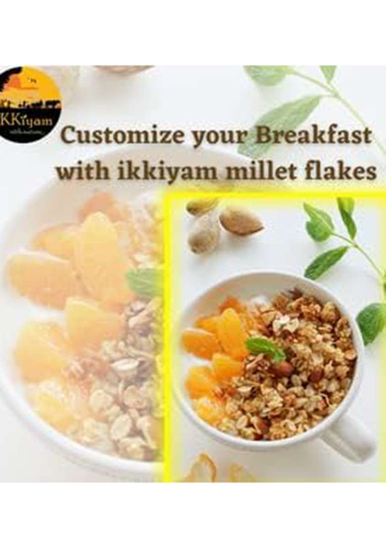 Ikkiyam Combo Of Bajra, Jowar, Wheat And Ragi Flakes (Poha) | Organic Finger Millet Ragi/Aval Puttu | Gluten Free High Fiber Wheat Flakes (Poha) | Miracle Millet Best For Weight Loss | Pack Of 4 | 250G Each - Ragi - Indya