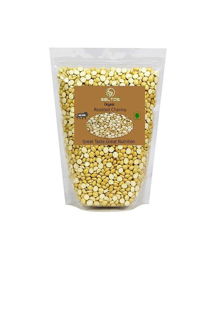 Seltos Organic Roasted Chana Dal | Roasted Bengal Gram Split Fresh | Bhuna Chana | Putnalu Pappu | Pottukadalai | 900G - Indya
