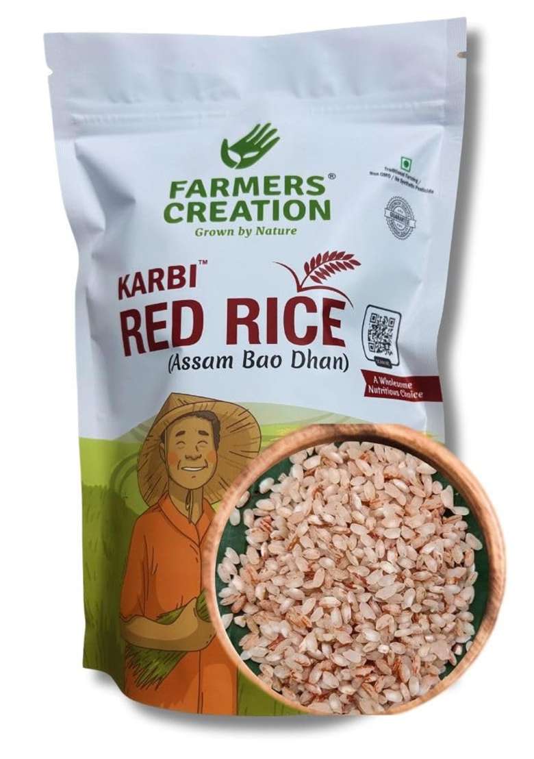 Farmers Creation I Karbi Red Rice I 1 Kg I Mountain Valley Rice I Traditional Farming I Assam Bao Dhan I Gluten Free I Small Grain - Indya