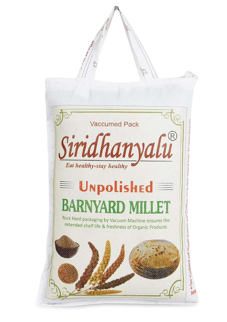 Siridhanyalu Unpolished And Organic Barnyard Millets 920Gm Pack, Gross Wt 1000Gm) Organically Grown From Karnataka New Tech Rock-Hard Vacuumed Pack - Indya