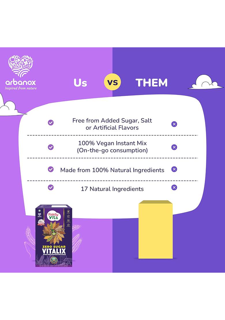 Arbanox Family Vita Vitalix Instant Multi Grain Health Mix Powder|17 Powerful Wellness Ingredients| Trusted By Millions|100% Natural| No Preservatives Or Added Sugar| Convenient & Nutritious| 300Gm