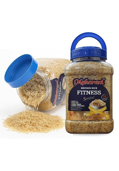 Maharani Brown Basmati Rice 2Kg (Pack Of 2, 1Kg Each) | Fitness Special (Full Grain) | High Fiber | Aromatic Whole Grain Rice | Naturally Low Gi | Perfect For Daily Fitness Meals