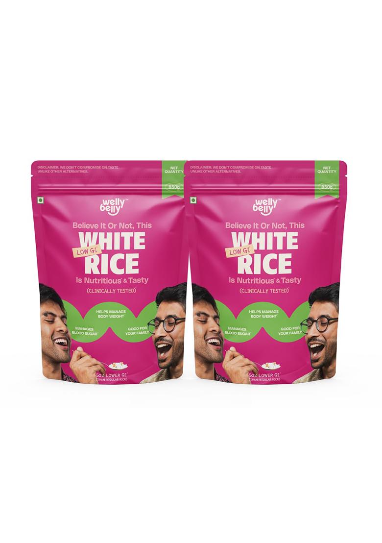 Welly Belly Low Gi Rice | 50% Lower Glycemic Index | Clinically Tested | Diabetic & Pcos-Friendly | Great For Weight Management | Fluffy & Light Texture (Pack Of 2)