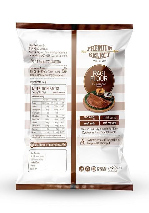 Premium Select Ragi Flour, 500G | 100% Natural Finger Millet Atta | Kelvaragu Flour | Nachni Atta| Gluten-Free & Additive-Free | High In Fiber, Calcium & Iron | Ideal For Dosas, Rotis & Baking