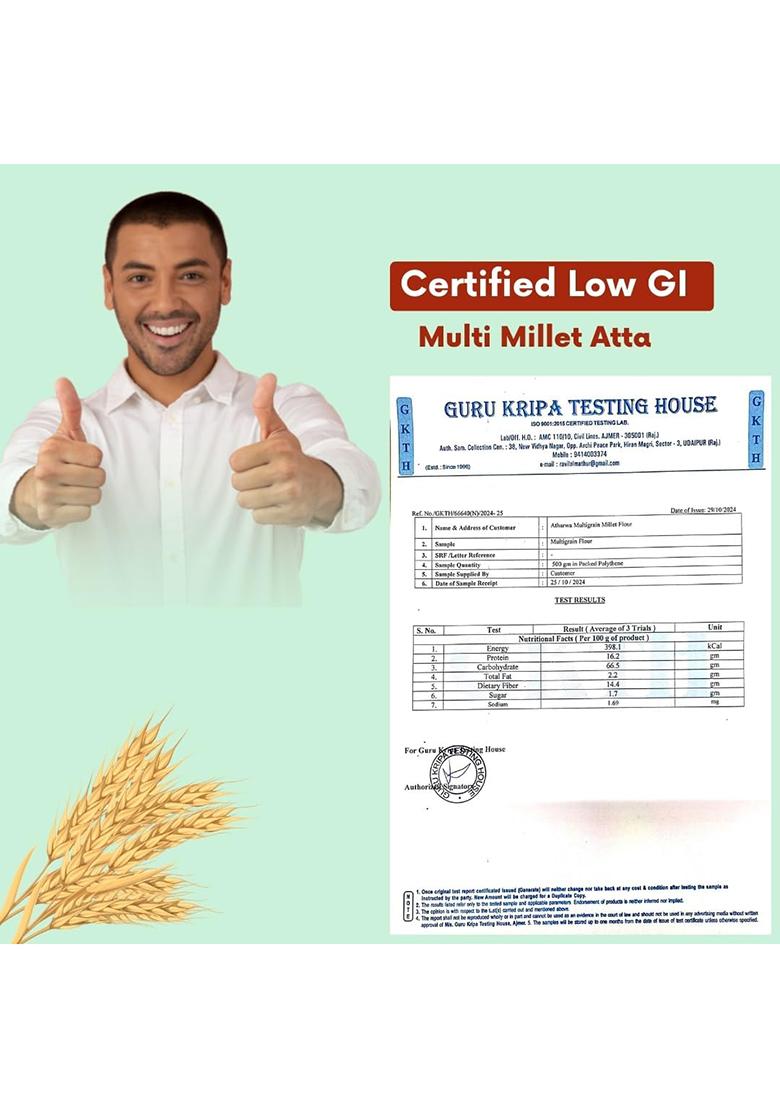 Atharwa Multigrain Millet Atta/Flour, 50% Millet, Sugar Control Atta, High Protein, 7 Grain, Low Gi, 1 Kg
