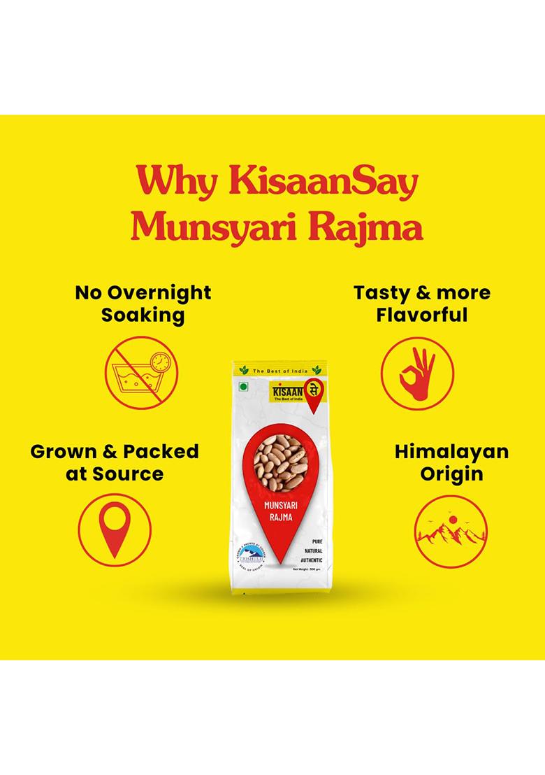 Kisaansay Munsyari Rajma Goodness 2 Kg | 50% Less Soaking & Fast Cooking | Himalayan Origin | Unpolished & High Fibre | No Harmful Chemicals | Kidney Beans | Rich Source Of Zinc And Folic Acid