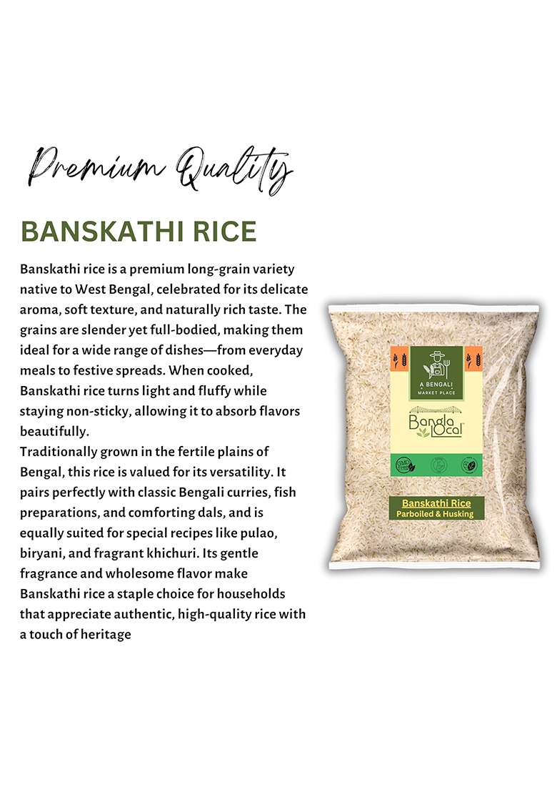 Banskathi Rice 900G - Long Grain | Parboiled And Husking Rice (Sheddho Chaal) | From West Bengal | 50% Less Carb | No Additives - Indya