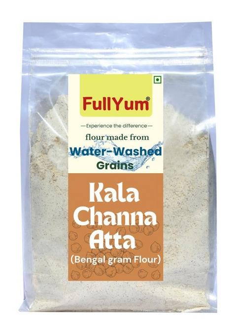 Fullyum Kala Chana Chakki Atta | Washed With Water (Removes Impurities), Then Made Into Flour| Black Chickpea Flour | Fresh Flour Guranteed