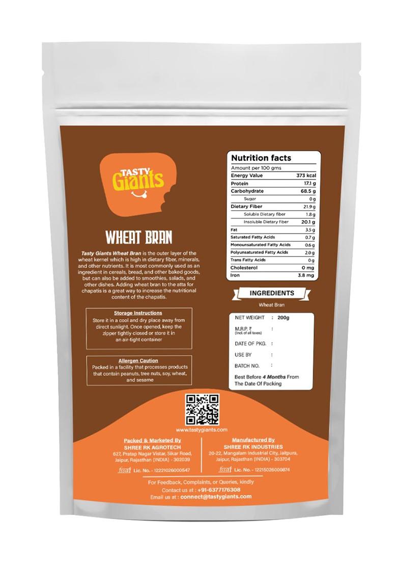Tasty Giants Wheat Bran 1Kg|Atta Choker|High Fiber|Source Of Iron|Helps Reduce Cholesterol & Weight Control|Good Digestive Health|Diabetic Friendly